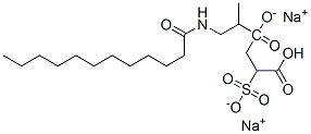 disodium 4-[1-methyl-2-[(1-oxododecyl)amino]ethyl] 2-sulphonatosuccinate Struktur