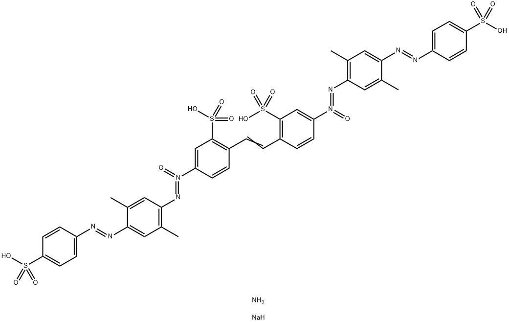 4,4'-bis[[2,5-dimethyl-4-[(4-sulphophenyl)azo]phenyl]-N,N,O-azoxy]stilbene-2,2'-disulphonic acid, ammonium sodium salt 结构式
