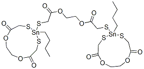 ビス[[(8-ブチル-5,11-ジオキソ-1,4-ジオキサ-7,9-ジチア-8-スタンナシクロウンデカン-8-イル)チオ]酢酸]1,2-エタンジイル 化学構造式