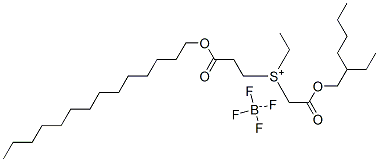 ethyl[2-[(2-ethylhexyl)oxy]-2-oxoethyl][3-oxo-3-(tetradecyloxy)propyl]sulphonium tetrafluoroborate(1-) Struktur