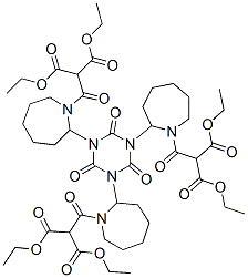 hexaethyl 2,2',2''-[(2,4,6-trioxo-1,3,5-triazine-1,3,5(2H,4H,6H)-triyl)tris(6,1-hexanediyliminocarbonyl)]trismalonate Struktur