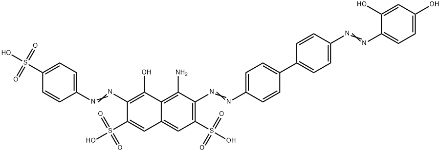 4-amino-3-[[4'-[(2,4-dihydroxyphenyl)azo][1,1'-biphenyl]-4-yl]azo]-5-hydroxy-6-[(4-sulphophenyl)azo]naphthalene-2,7-disulphonic acid Struktur