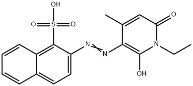 2-[[(1-エチル-1,6-ジヒドロ-2-ヒドロキシ-4-メチル-6-オキソピリジン)-3-イル]アゾ]-1-ナフタレンスルホン酸 化学構造式