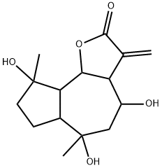 3a,4,5,6,6a,7,8,9,9a,9b-Decahydro-4,6,9-trihydroxy-6,9-dimethyl-3-methyleneazuleno[4,5-b]furan-2(3H)-one Struktur