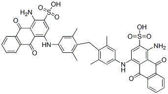4,4'-[メチレンビス[(3,5-ジメチル-4,1-フェニレン)イミノ]]ビス(1-アミノ-9,10-ジヒドロ-9,10-ジオキソ-2-アントラセンスルホン酸) 化学構造式