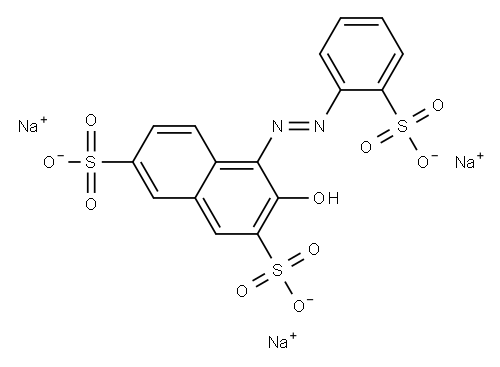 3-ヒドロキシ-4-[(2-スルホフェニル)アゾ]-2,7-ナフタレンジスルホン酸トリナトリウム 化学構造式