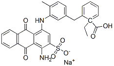 2-[[3-[[[4-アミノ-9,10-ジヒドロ-9,10-ジオキソ-3-(ソジオスルホ)アントラセン]-1-イル]アミノ]-4-メチルフェニル]メチル]安息香酸エチル 化学構造式
