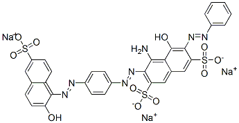 4-アミノ-5-ヒドロキシ-3-[[4-[(2-ヒドロキシ-6-スルホナフタレン-1-イル)アゾ]フェニル]アゾ]-6-(フェニルアゾ)-2,7-ナフタレンジスルホン酸/ナトリウム,(1:x) 化学構造式