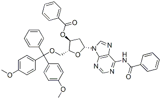 N-ベンゾイル-5'-O-[ビス(4-メトキシフェニル)フェニルメチル]-2'-デオキシアデノシン3'-ベンゾアート 化学構造式