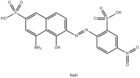 4-アミノ-5-ヒドロキシ-6-[(4-ニトロ-2-スルホフェニル)アゾ]-2-ナフタレンスルホン酸ジナトリウム 化学構造式