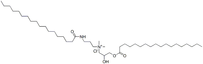 [2-hydroxy-3-[(1-oxooctadecyl)oxy]propyl]dimethyl[3-[(1-oxooctadecyl)amino]propyl]ammonium chloride Struktur