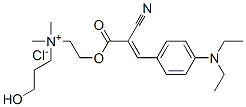 N-[2-[[2-シアノ-3-[4-(ジエチルアミノ)フェニル]-1-オキソ-2-プロペニル]オキシ]エチル]-3-ヒドロキシ-N,N-ジメチル-1-プロパンアミニウム・クロリド 化学構造式