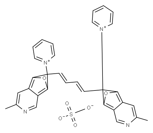 1,1′-[1,3-ブタジエン-1,4-ジイルビス[(5-メチル-2,6-ベンゾオキサゾールジイル)メチレン]]ビスピリジニウム・スルファート 化学構造式