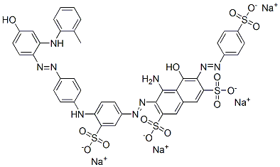 tetrasodium 4-amino-5-hydroxy-3-[[4-[[4-[[4-hydroxy-2-[(o-tolyl)amino]phenyl]azo]phenyl]amino]-3-sulphonatophenyl]azo]-6-[(4-sulphonatophenyl)azo]naphthalene-2,7-disulphonate Struktur