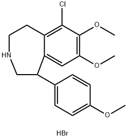 6-クロロ-2,3,4,5-テトラヒドロ-7,8-ジメトキシ-1-(4-メトキシフェニル)-1H-3-ベンゾアゼピン・臭化水素酸塩 化学構造式