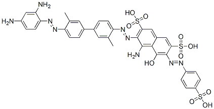 4-amino-3-[[4'-[(2,4-diaminophenyl)azo]-3,3'-dimethyl[1,1'-biphenyl]-4-yl]azo]-5-hydroxy-6-[(4-sulphophenyl)azo]naphthalene-2,7-disulphonic acid Structure