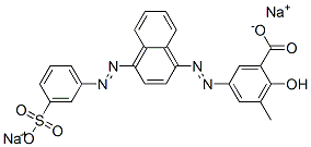 2-ヒドロキシ-3-メチル-5-[[4-[(3-スルホフェニル)アゾ]-1-ナフチル]アゾ]安息香酸/ナトリウム,(1:x) 化学構造式