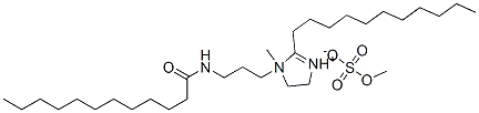 4,5-ジヒドロ-1-メチル-3-[3-[(1-オキソドデシル)アミノ]プロピル]-2-ウンデシル-1H-イミダゾール-3-イウム・メチルスルファート 化学構造式