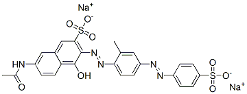 disodium 7-(acetylamino)-4-hydroxy-3-[[2-methyl-4-[(4-sulphonatophenyl)azo]phenyl]azo]naphthalene-2-sulphonate Structure