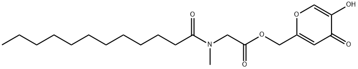 (5-hydroxy-4-oxo-4H-pyran-2-yl)methyl N-methyl-N-(1-oxododecyl)aminoacetate Struktur