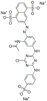 trisodium 3-[[2-(acetylamino)-4-[[4-chloro-6-[(4-sulphonatophenyl)amino]-1,3,5-triazin-2-yl]amino]phenyl]azo]naphthalene-1,5-disulphonate Struktur