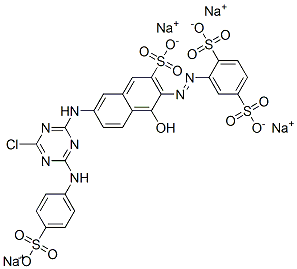 tetrasodium 2-[[6-[[4-chloro-6-[(4-sulphonatophenyl)amino]-1,3,5-triazin-2-yl]amino]-1-hydroxy-3-sulphonato-2-naphthyl]azo]benzene-1,4-disulphonate Structure