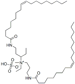 ethyl (Z,Z)-ethyl(methyl)[3-[(1-oxo-9-octadecenyl)amino]propyl][3-[(1-oxo-9-octadecenyl)amino]propyl]ammonium sulphate Struktur