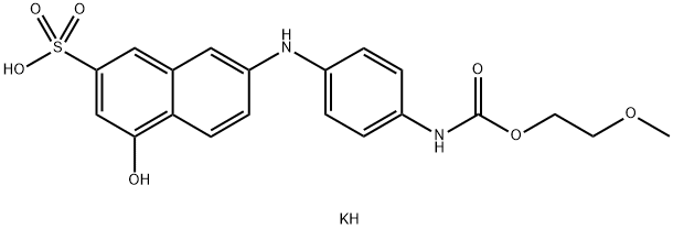 4-ヒドロキシ-7-[[4-[[(2-メトキシエトキシ)カルボニル]アミノ]フェニル]アミノ]-2-ナフタレンスルホン酸カリウム 化学構造式
