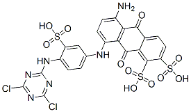 5-アミノ-8-[[4-[(4,6-ジクロロ-1,3,5-トリアジン-2-イル)アミノ]-3-スルホフェニル]アミノ]-9,10-ジヒドロ-9,10-ジオキソ-1,6-アントラセンジスルホン酸 化学構造式