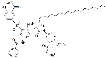 sodium 5-[[5-(benzoylamino)-2-[[1-(4-ethoxy-3-sulphophenyl)-3-heptadecyl-4,5-dihydro-4-methyl-5-oxo-1H-pyrazol-4-yl]azo]phenyl]sulphonyl]salicylate Struktur