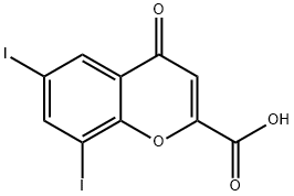6,8-diiodo-4-oxo-4H-1-benzopyran-2-carboxylic acid Struktur