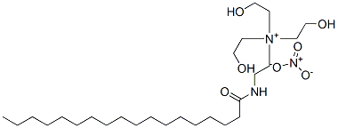 2-ヒドロキシ-N,N-ビス(2-ヒドロキシエチル)-N-[2-[(1-オキソオクタデシル)アミノ]エチル]エタンアミニウム・ニトラート 化学構造式