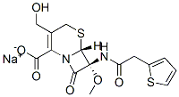 (6R,7S)-3-(ヒドロキシメチル)-7β-メトキシ-8-オキソ-7-[(2-チエニルアセチル)アミノ]-5-チア-1-アザビシクロ[4.2.0]オクタ-2-エン-2-カルボン酸ナトリウム 化学構造式