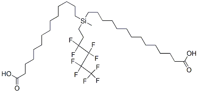 (メチル)(3,3,4,4,5,5,6,6,6-ノナフルオロヘキシル)ジ(テトラデカノイルオキシ)シラン 化学構造式