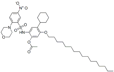 N-(2-Acetoxy-5-cyclohexyl-4-hexadecyloxyphenyl)-2-morpholino-5-nitrobenzenesulfonamide 结构式