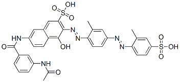 7-[[3-(acetylamino)benzoyl]amino]-4-hydroxy-3-[[2-methyl-4-[(2-methyl-4-sulphophenyl)azo]phenyl]azo]naphthalene-2-sulphonic acid Structure