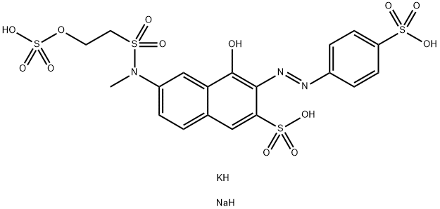 4-hydroxy-6-[methyl[[2-(sulphooxy)ethyl]sulphonyl]amino]-3-[(4-sulphophenyl)azo]naphthalene-2-sulphonic acid, potassium sodium salt Struktur