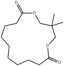 3,3-ジメチル-1,5-ジオキサシクロペンタデカン-6,15-ジオン 化学構造式
