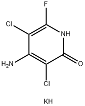4-アミノ-3,5-ジクロロ-6-フルオロピリジン-2(1H)-オン/カリウム,(1:1) 化学構造式