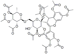 4,5,7-triacetoxy-2-[3,4-bis(acetoxy)phenyl]-4H-1-benzopyran-3-yl-6-O-(2,3,4-tri-O-acetyl-6-deoxy-alpha-L-mannopyranosyl)-beta-D-glucopyranoside triacetate Structure
