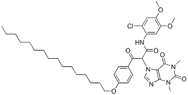 N-(2-chloro-4,5-dimethoxyphenyl)-alpha-[4-(hexadecyloxy)benzoyl]-1,2,3,6-tetrahydro-1,3-dimethyl-2,6-dioxo-7H-purine-7-acetamide 结构式
