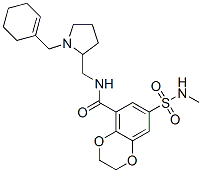 N-[[1-(cyclohex-1-en-1-ylmethyl)-2-pyrrolidinyl]methyl]-2,3-dihydro-7-(N-methylsulphamoyl)-1,4-benzodioxin-5-carboxamide 结构式