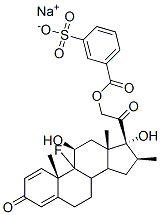 Pregna-1,4-diene-3,20-dione, 9-fluoro-11,17-dihydroxy-16-methyl-21-[(3-sulfobenzoyl)oxy]-, monosodium salt, (11beta,16beta)-  Structure