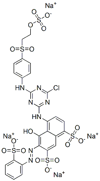 4-[[4-クロロ-6-[4-[[2-(スルホオキシ)エチル]スルホニル]アニリノ]-1,3,5-トリアジン-2-イル]アミノ]-5-ヒドロキシ-6-[(2-スルホフェニル)アゾ]-1,7-ナフタレンジスルホン酸/ナトリウム,(1:x) 化学構造式