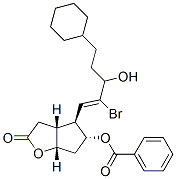 [(3aR,3aβ,6aβ)-2-オキソ-4β-[(3S)-2-ブロモ-5-シクロヘキシル-3-ヒドロキシ-1-ペンテニル]ヘキサヒドロ-2H-シクロペンタ[b]フラン]-5α-イル=ベンゾアート 化学構造式