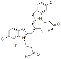 3-(2-carboxyethyl)-2-[2-[[3-(2-carboxyethyl)-5-chloro-3H-benzothiazol-2-ylidene]methyl]but-1-enyl]-5-chlorobenzothiazolium iodide Structure