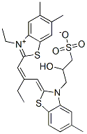 3-ethyl-2-[2-[[3-(2-hydroxy-3-sulphonatopropyl)-5-methyl-3H-benzothiazol-2-ylidene]methyl]but-1-enyl]-5,6-dimethylbenzothiazolium Structure