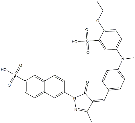 6-[4-[[4-[(4-ethoxy-3-sulphophenyl)methylamino]phenyl]methylene]-4,5-dihydro-3-methyl-5-oxo-1H-pyrazol-1-yl]naphthalene-2-sulphonic acid Structure