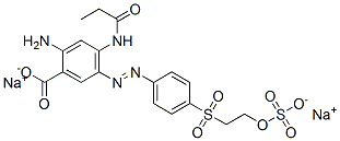 4-(propionylamino)-5-[[4-[[2-(sulphooxy)ethyl]sulphonyl]phenyl]azo]anthranilic acid, sodium salt Structure