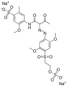 4-[[2-[[2,5-dimethoxy-4-[[2-(sulphooxy)ethyl]sulphonyl]phenyl]azo]-1,3-dioxobutyl]amino]-5-methoxy-2-methylbenzenesulphonic acid, sodium salt Structure